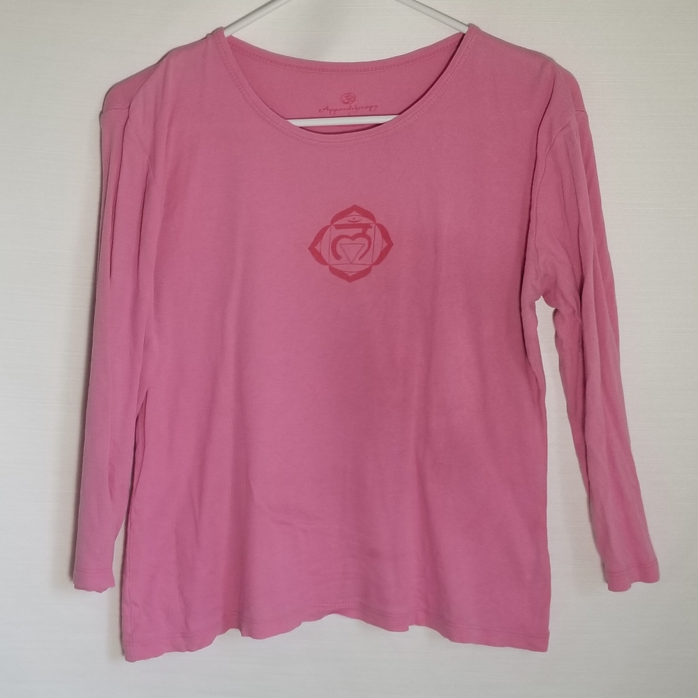 Appareltherapy Yoga Hippie Boho Mandala Y2K 3/4 Length Pink Long Sleeve Shirt